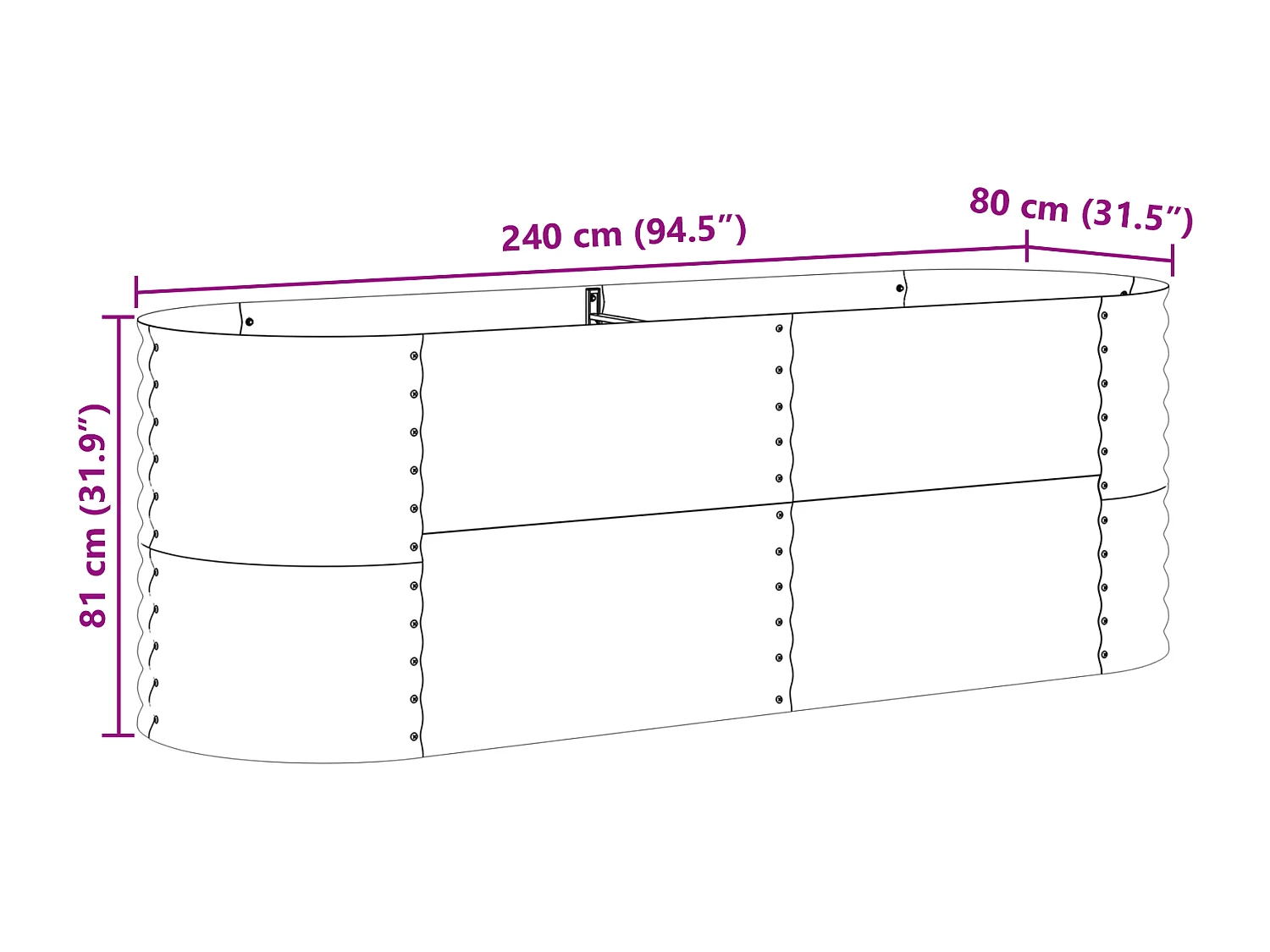 Bruin tuinbed - Houtlook 240x80x81 cm in staal