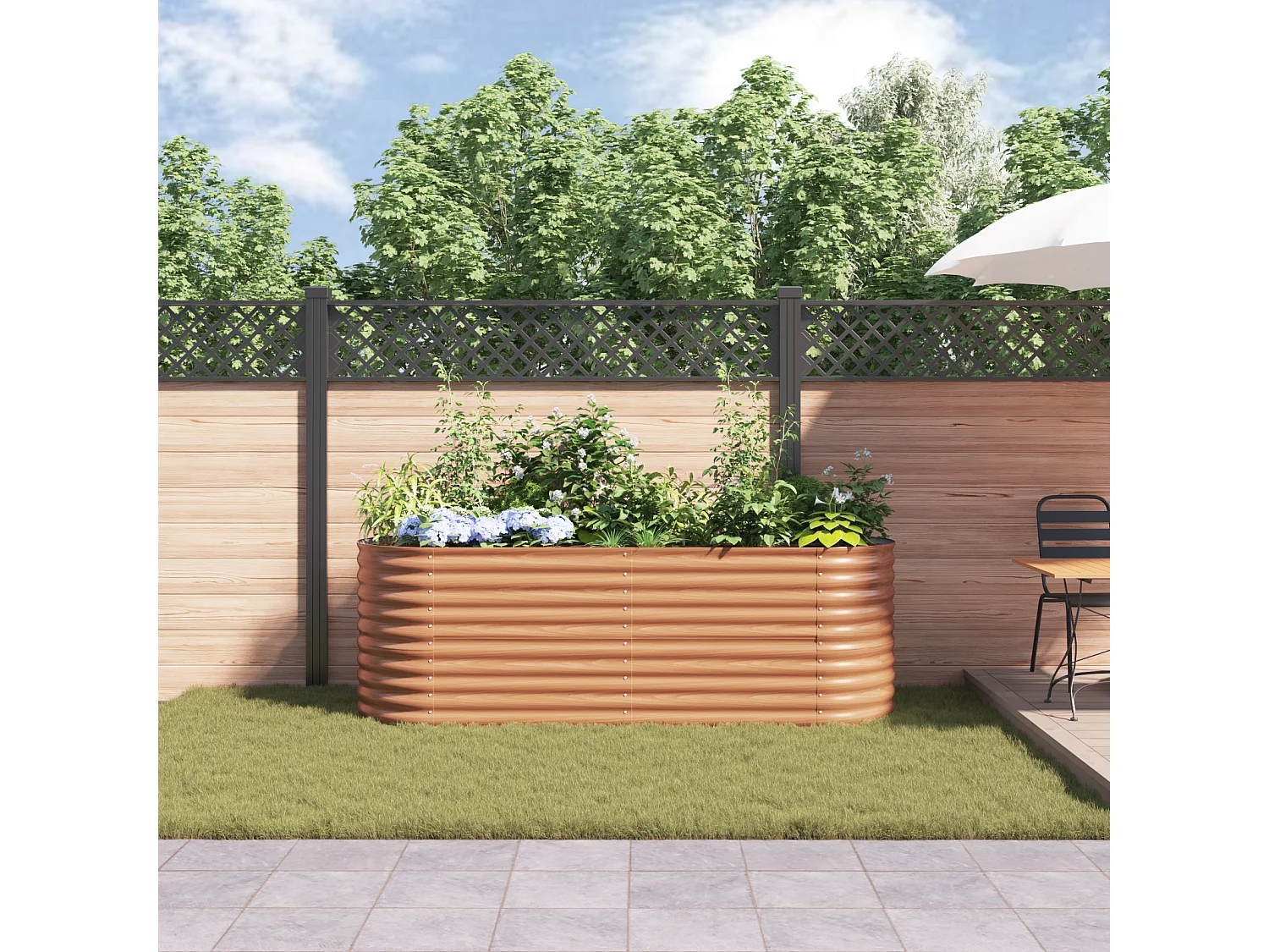 Bruin tuinbed - Houtlook 240x80x81 cm in staal