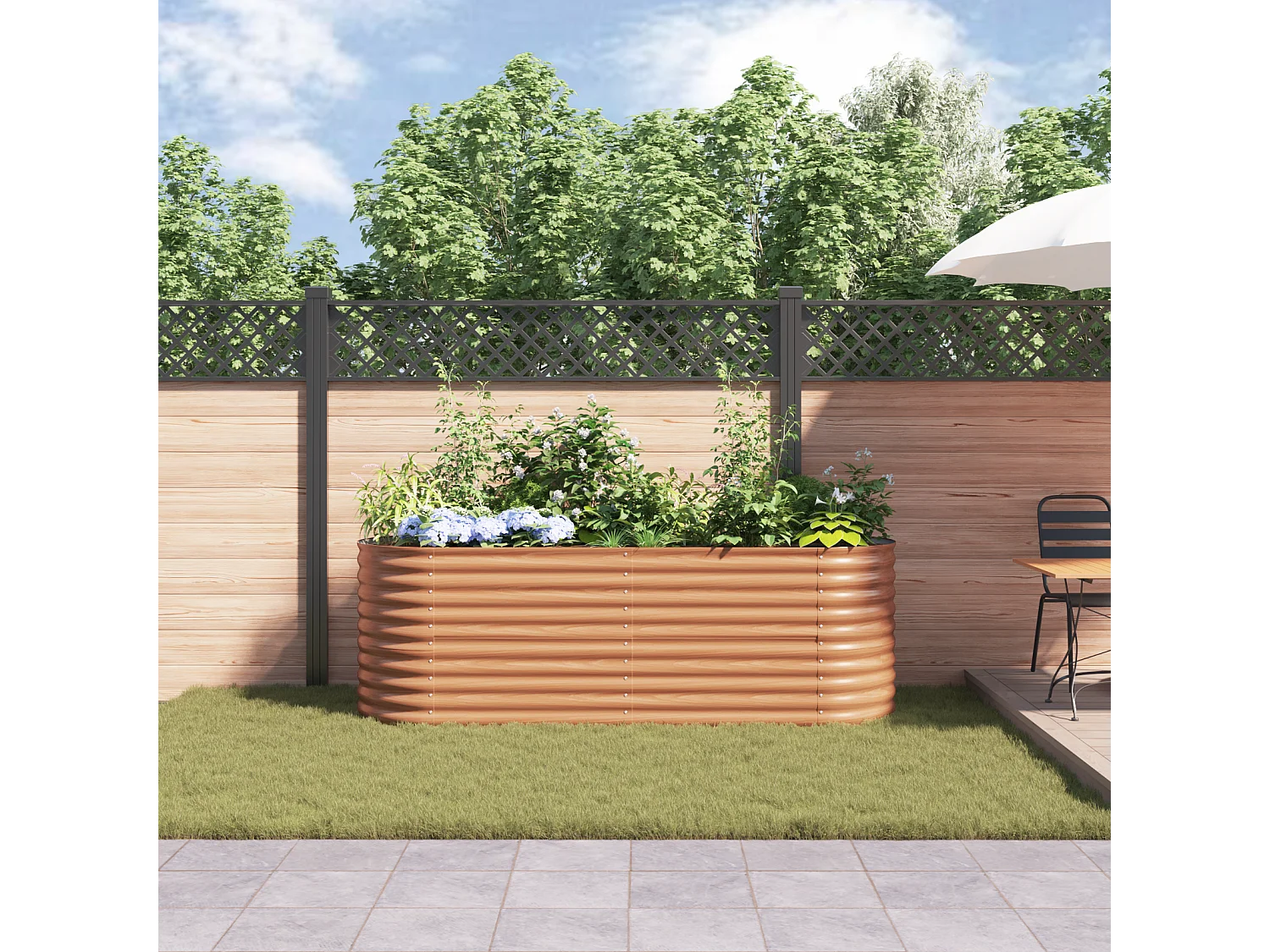 Bruin tuinbed - Houtlook 240x80x81 cm in staal