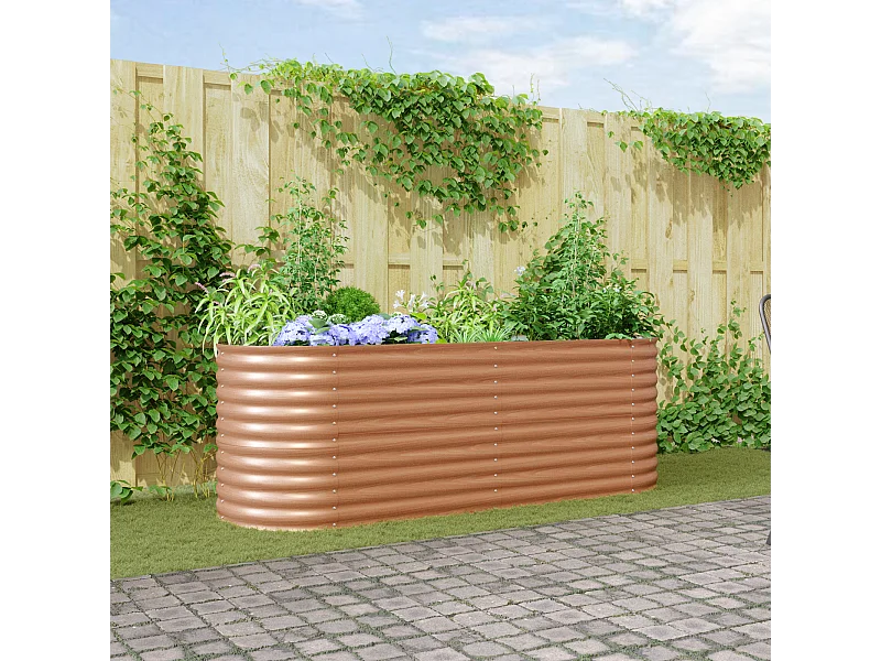 Parterre de jardin marron - Apparence bois 240x80x81 cm en acier