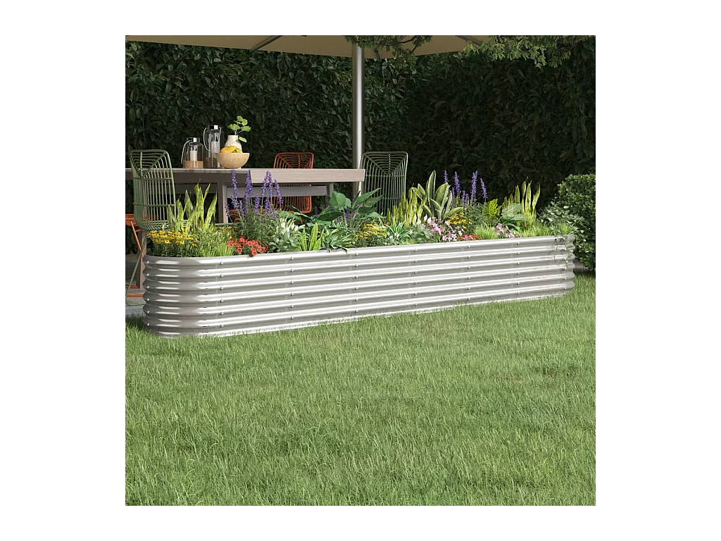 Letto da giardino rialzato in acciaio verniciato a polvere argento