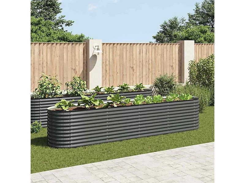 Lit surélevé de jardin 400x80x81 cm Acier galvanisé Gris