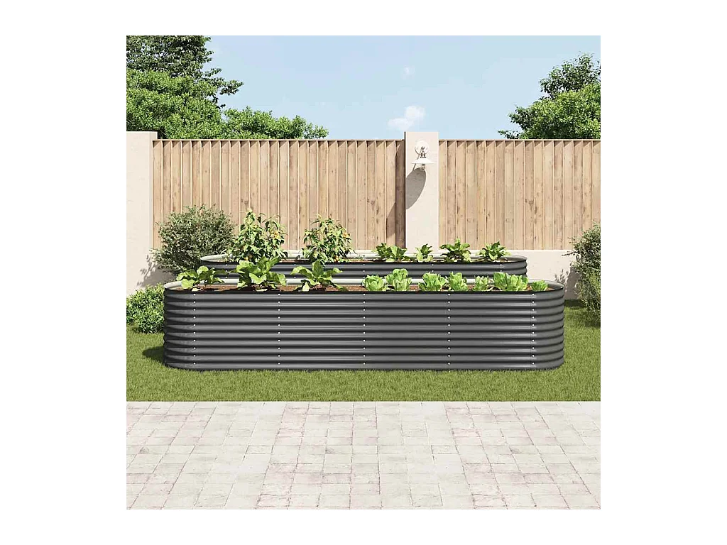 Lit surélevé de jardin 400x80x81 cm Acier galvanisé Gris