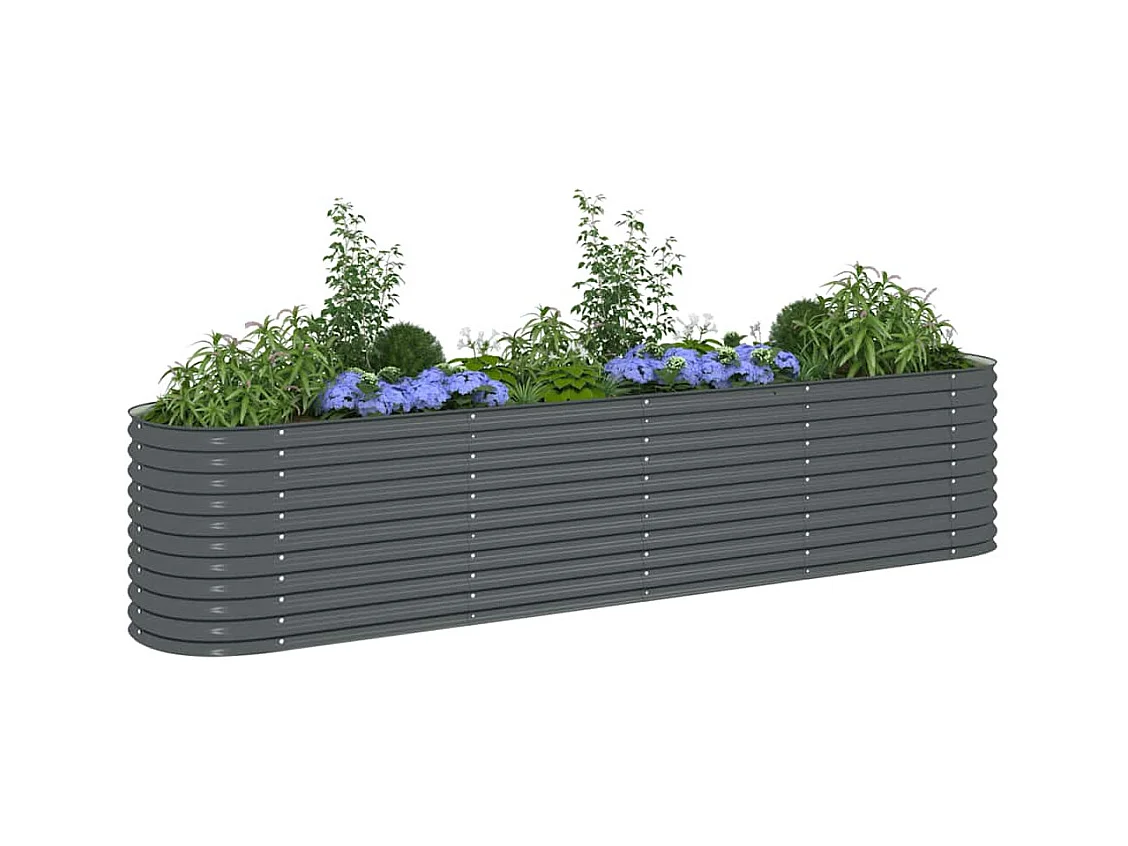 Lit surélevé de jardin 400x80x81 cm Acier galvanisé Gris