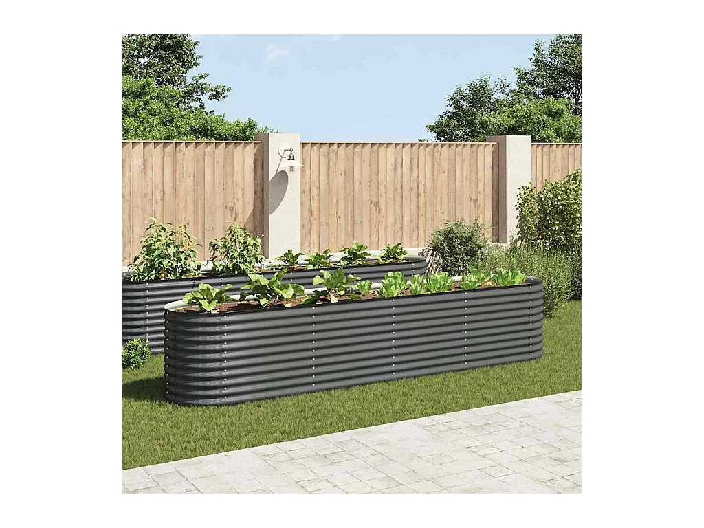 Letto da giardino rialzato 400x80x81 cm Acciaio zincato Grigio
