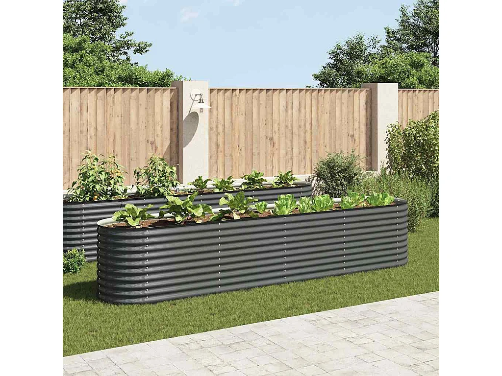 Verhoogd tuinbed 400x80x81 cm Gegalvaniseerd staal Grijs