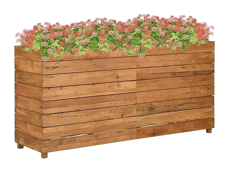 Verhoogd bed 150x40x72 cm gerecycled teakhout en staal