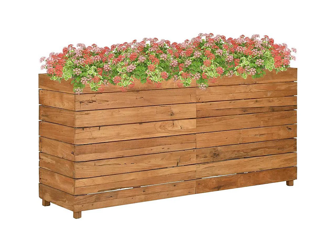 Verhoogd bed 150x40x72 cm gerecycled teakhout en staal