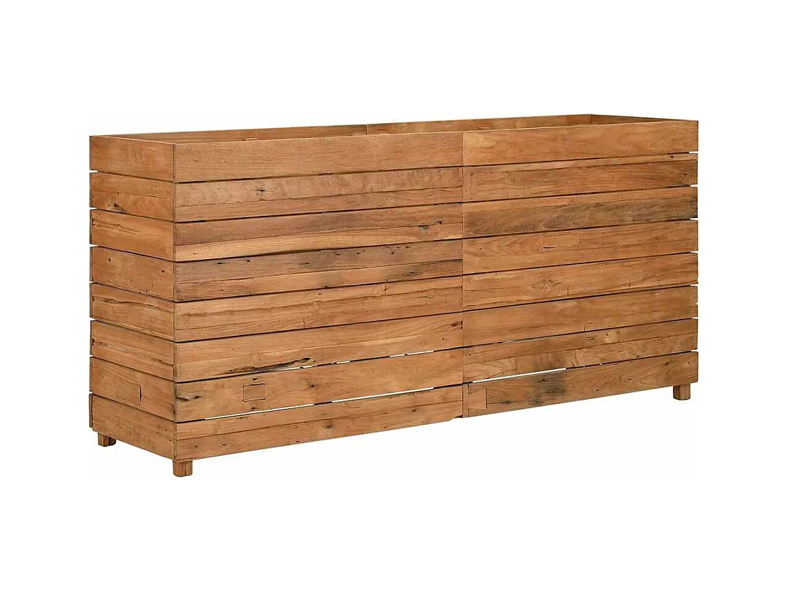 Verhoogd bed 150x40x72 cm gerecycled teakhout en staal