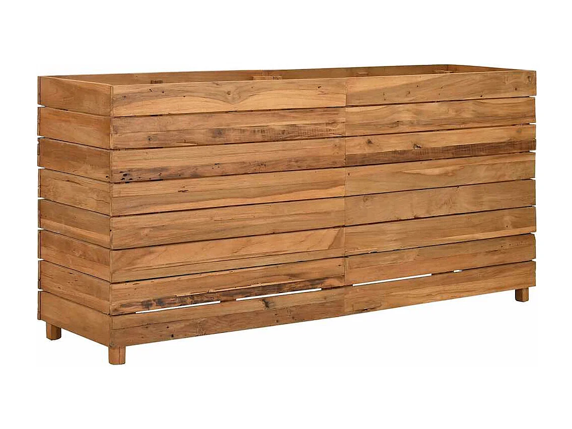 Verhoogd bed 150x40x72 cm gerecycled teakhout en staal