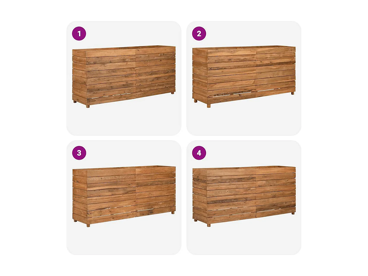 Verhoogd bed 150x40x72 cm gerecycled teakhout en staal