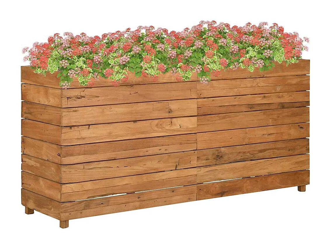 Jardinera elevada 150x40x72 cm madera de teca reciclada y acero