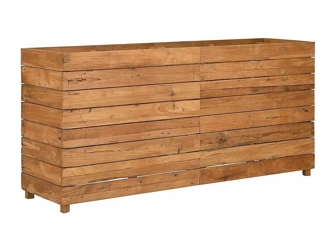 Jardinera elevada 150x40x72 cm madera de teca reciclada y acero