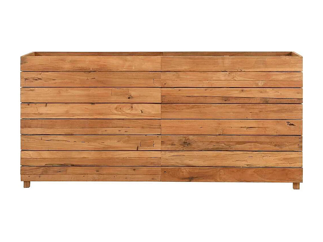 Jardinera elevada 150x40x72 cm madera de teca reciclada y acero