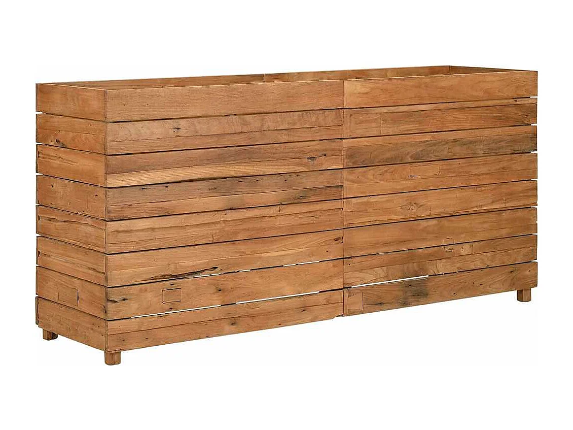 Jardinera elevada 150x40x72 cm madera de teca reciclada y acero