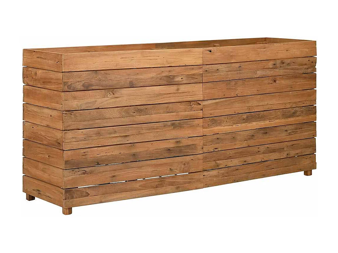 Jardinera elevada 150x40x72 cm madera de teca reciclada y acero