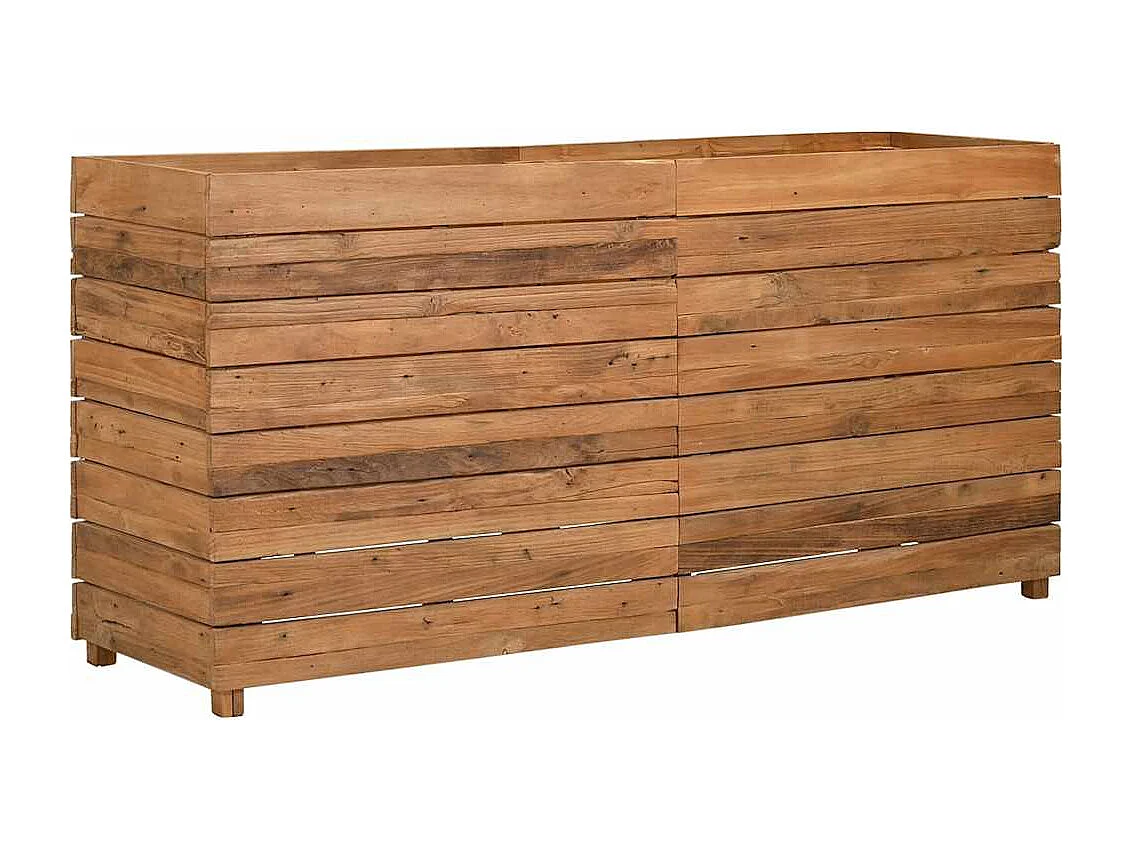 Jardinera elevada 150x40x72 cm madera de teca reciclada y acero