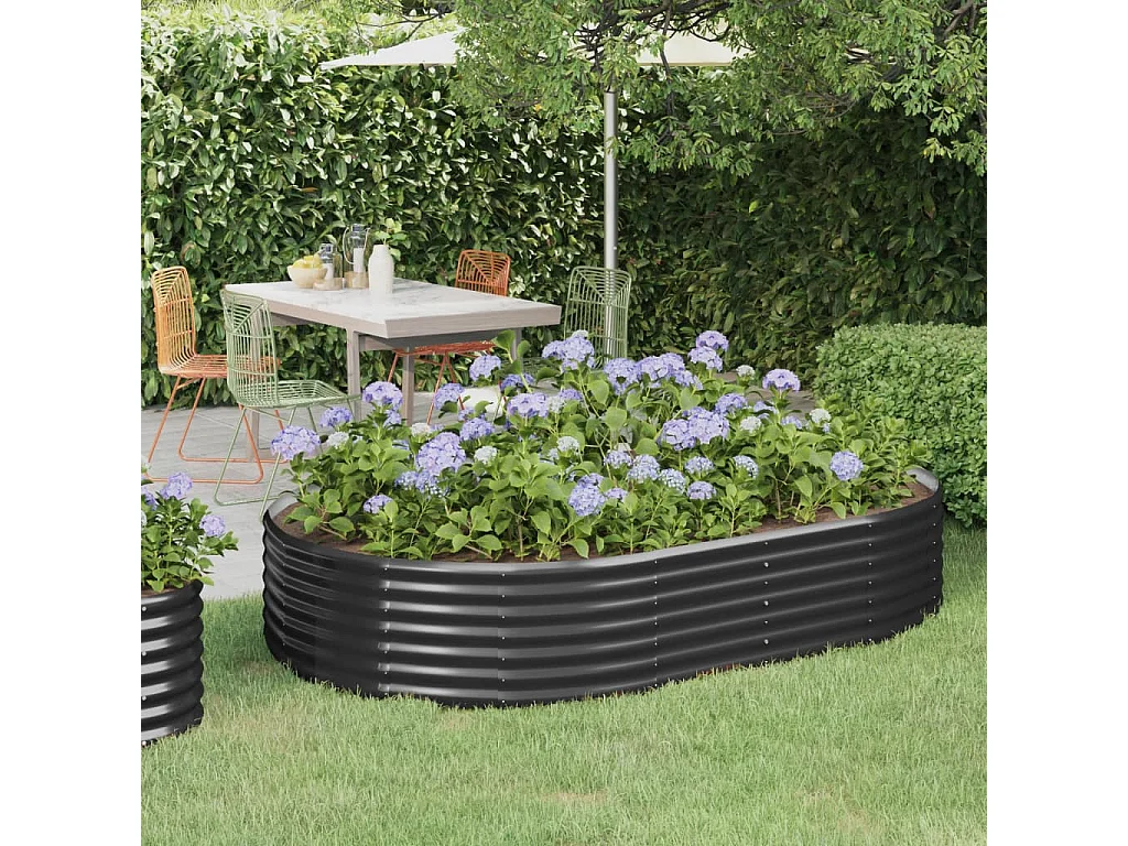 Cama de jardín elevada de acero con recubrimiento en polvo antracita