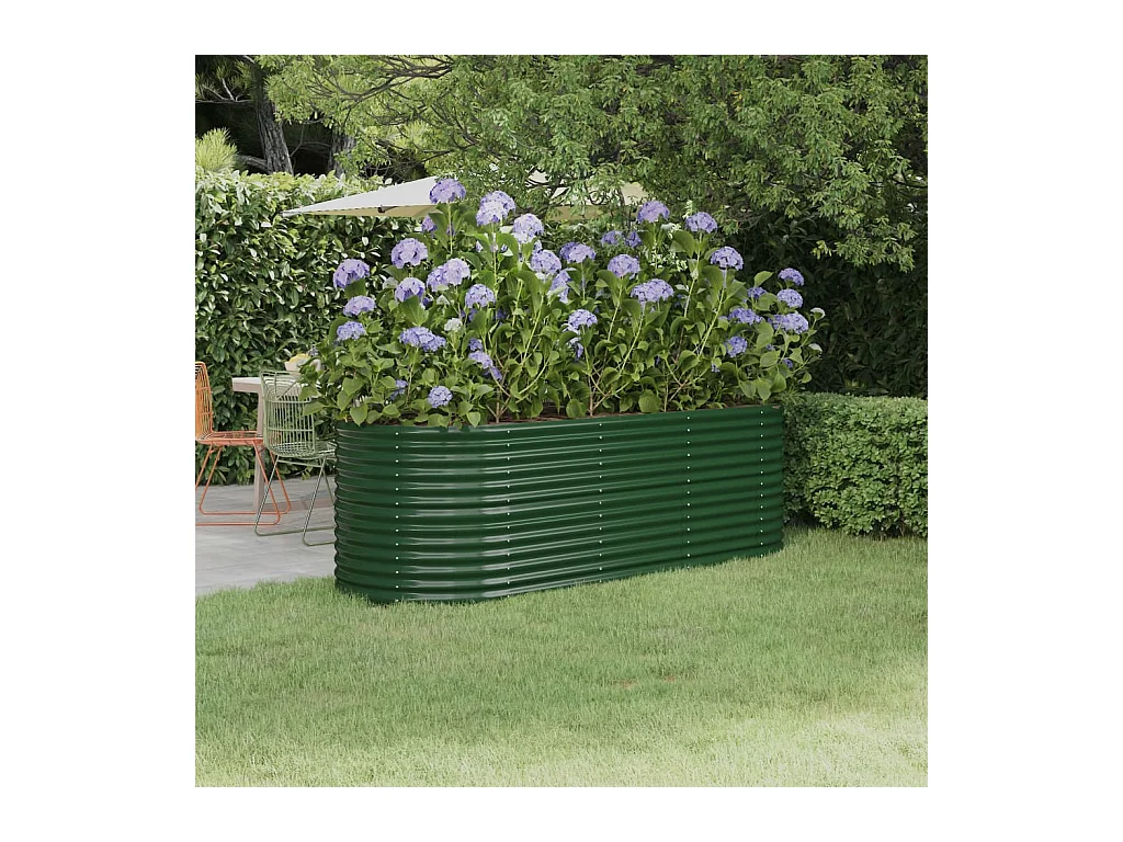 Letto da giardino rialzato in acciaio verniciato a polvere 224x80x68 cm verde