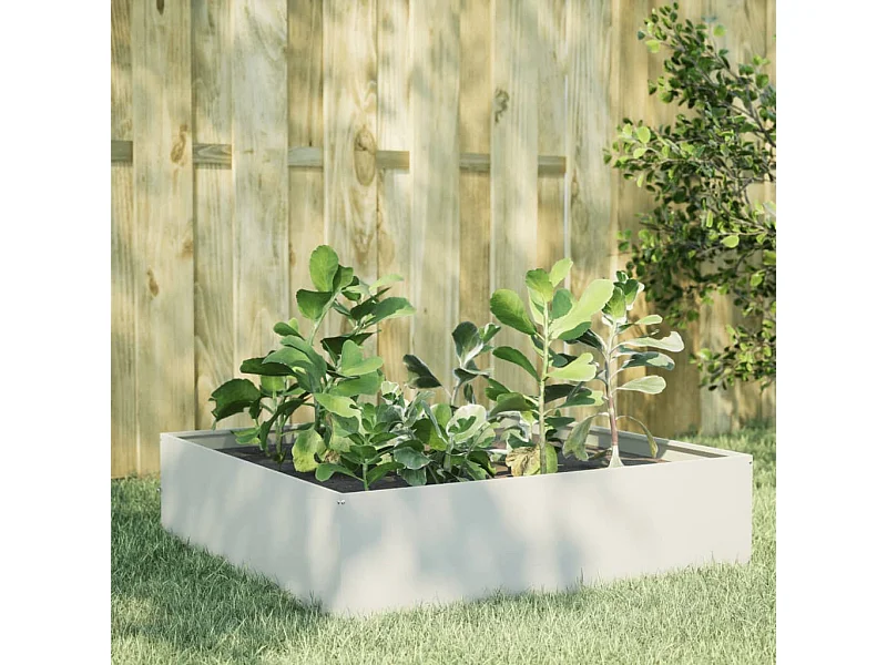 Letto da giardino rialzato bianco 100x100x25 cm in acciaio