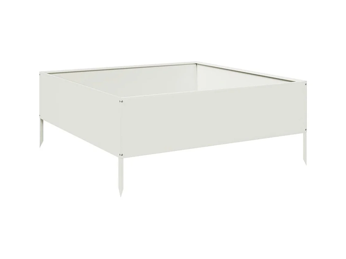 Letto da giardino rialzato bianco 100x100x25 cm in acciaio
