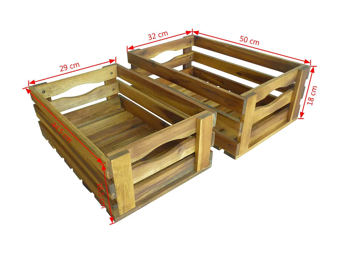 Caja de manzanas 2 piezas Madera maciza de acacia