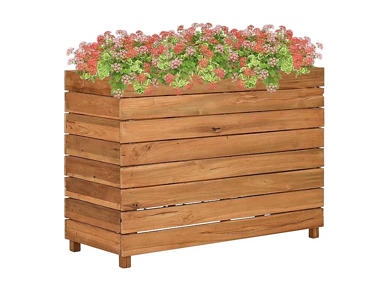 Verhoogd bed 100x40x72 cm gerecycled teakhout en staal