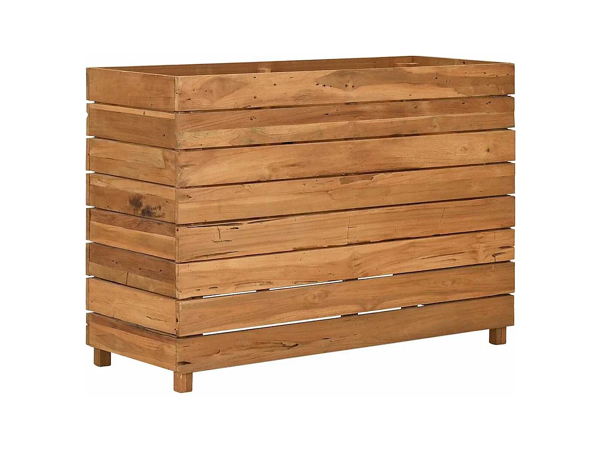 Verhoogd bed 100x40x72 cm gerecycled teakhout en staal