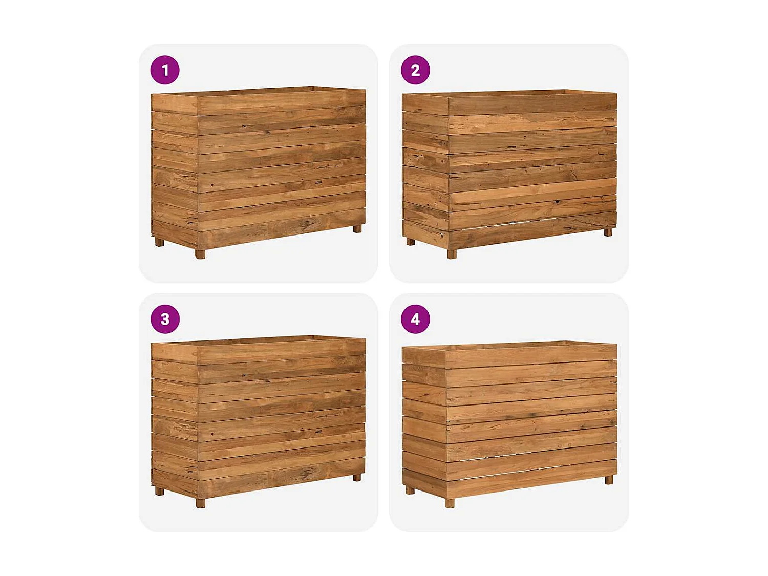 Verhoogd bed 100x40x72 cm gerecycled teakhout en staal