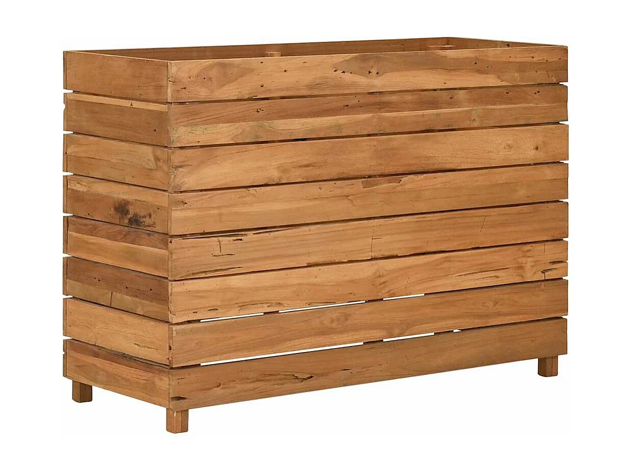 Jardinera elevada 100x40x72 cm madera de teca reciclada y acero