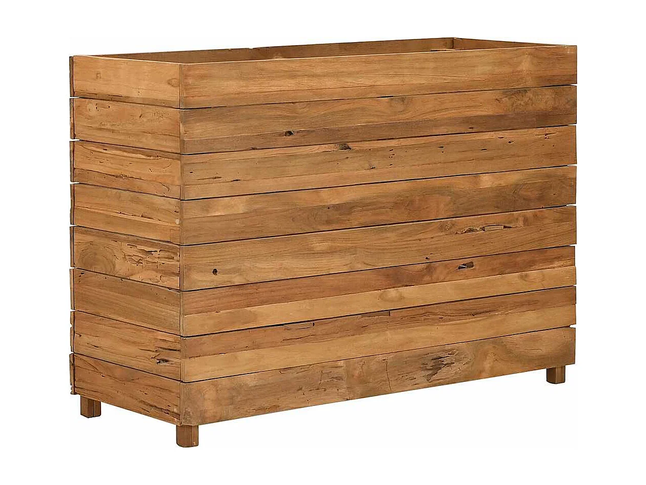 Jardinera elevada 100x40x72 cm madera de teca reciclada y acero