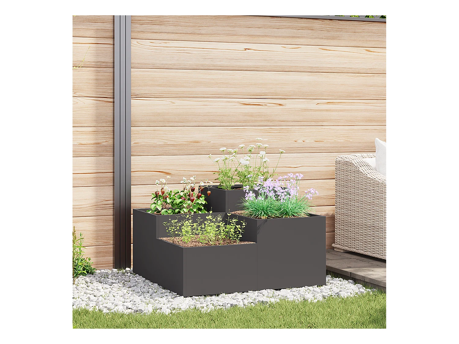 Plantenbak 100x100x48 cm in zwart staal