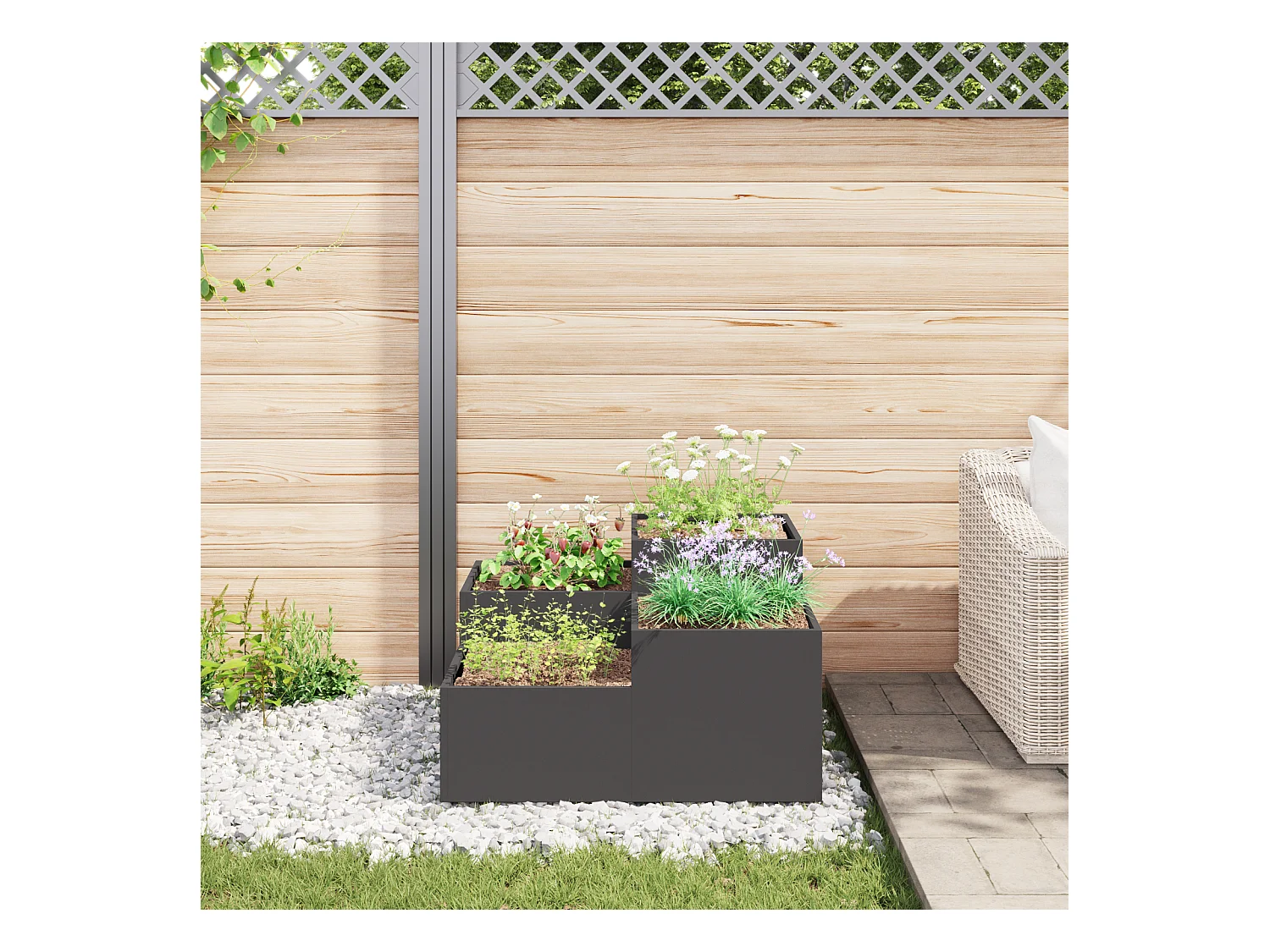 Plantenbak 100x100x48 cm in zwart staal