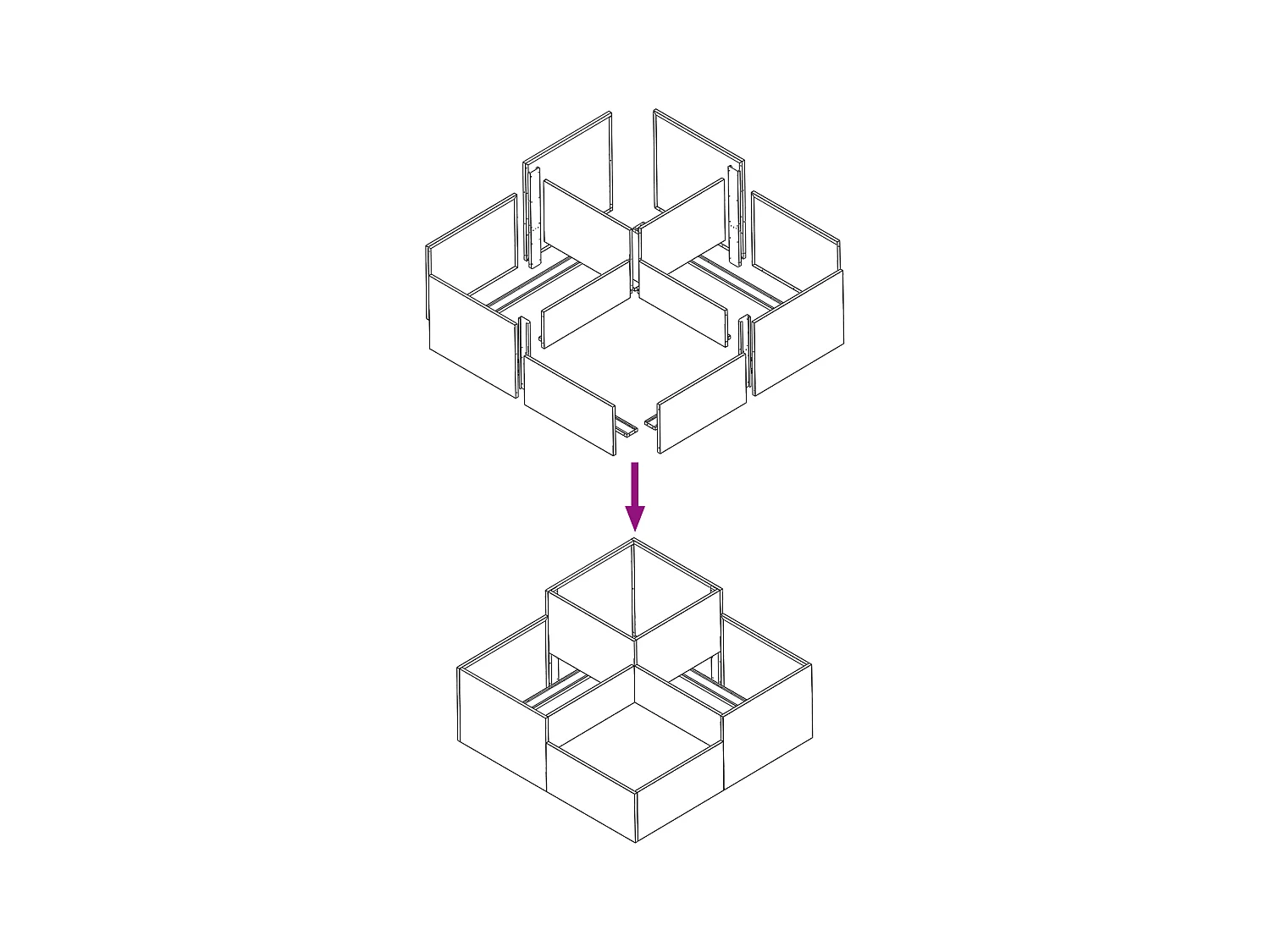 Plantenbak 100x100x48 cm in zwart staal