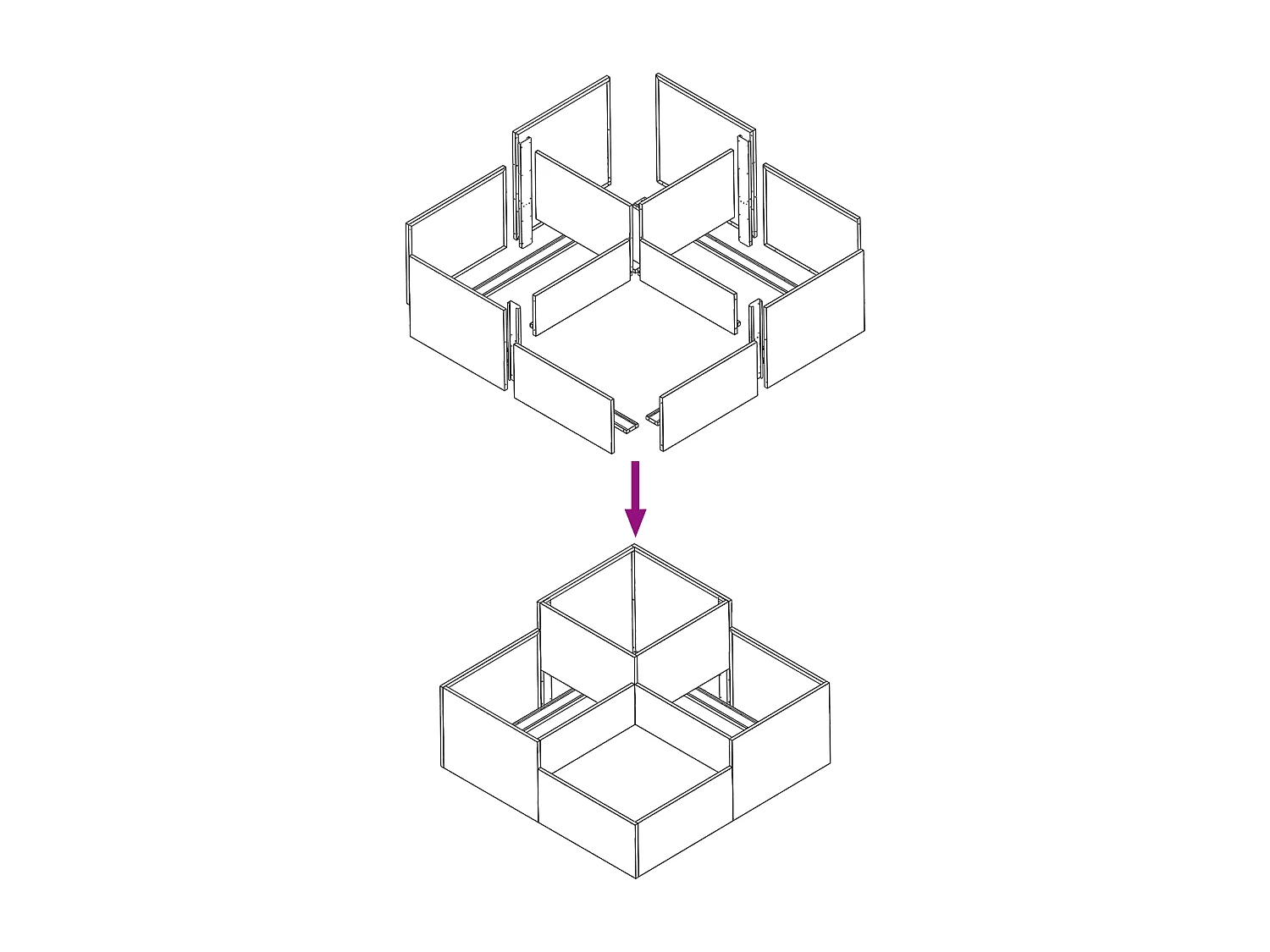 100x100x48 cm Pflanzgefäß aus schwarzem Stahl