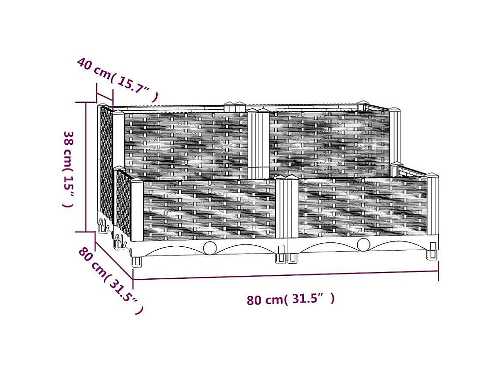 Lit surélevé 80x80x38 cm Polypropylène