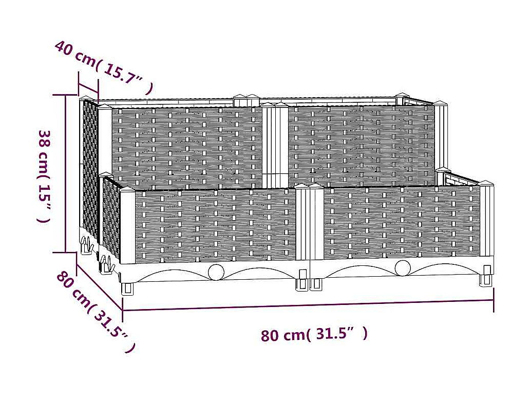 Verhoogd bed 80x80x38 cm Polypropyleen