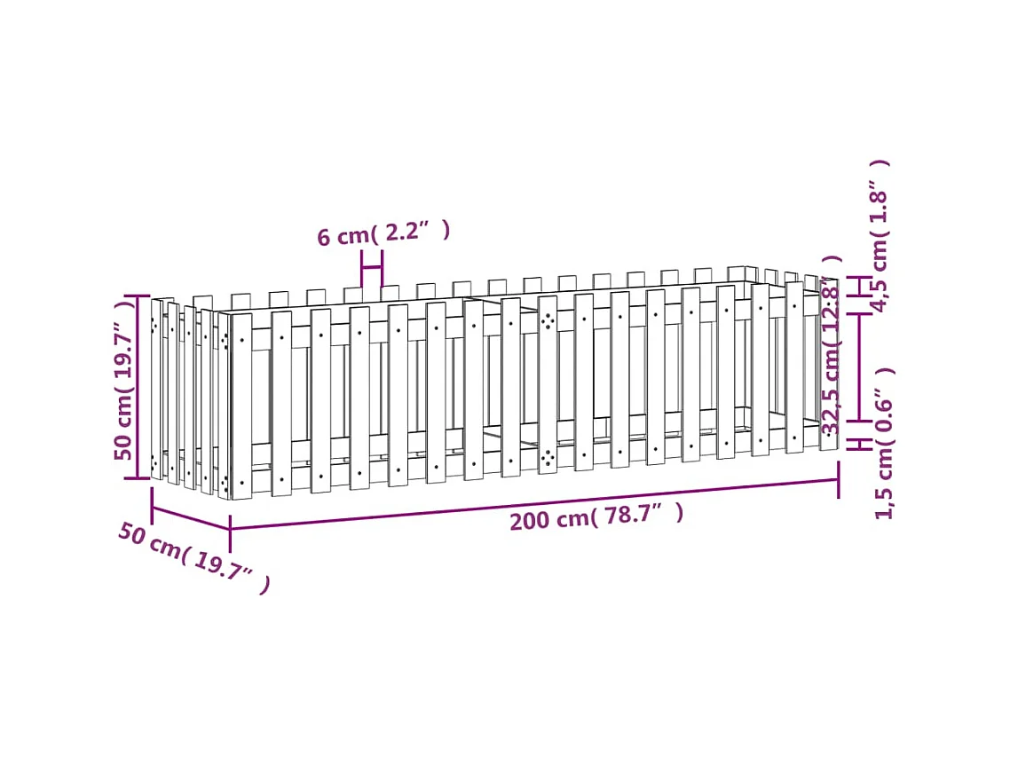 Lit surélevé de jardin design de clôture bois douglas massif