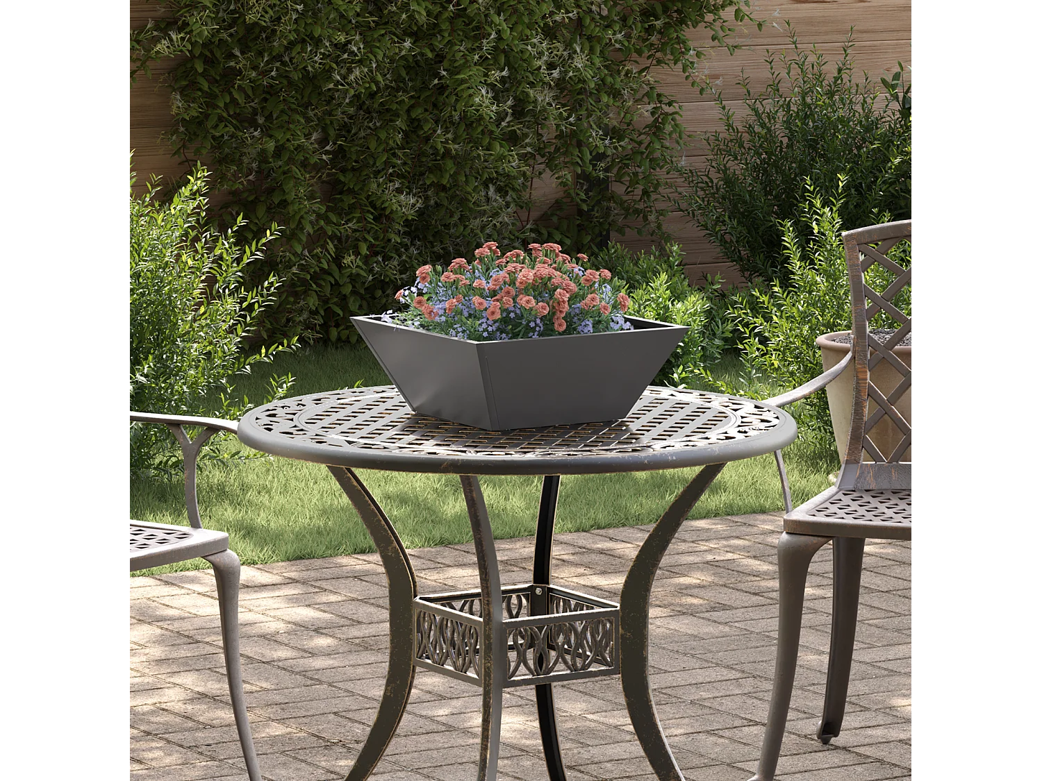 Planteur en Métal Noir Métal 40 x 40 x 15 cm Durable