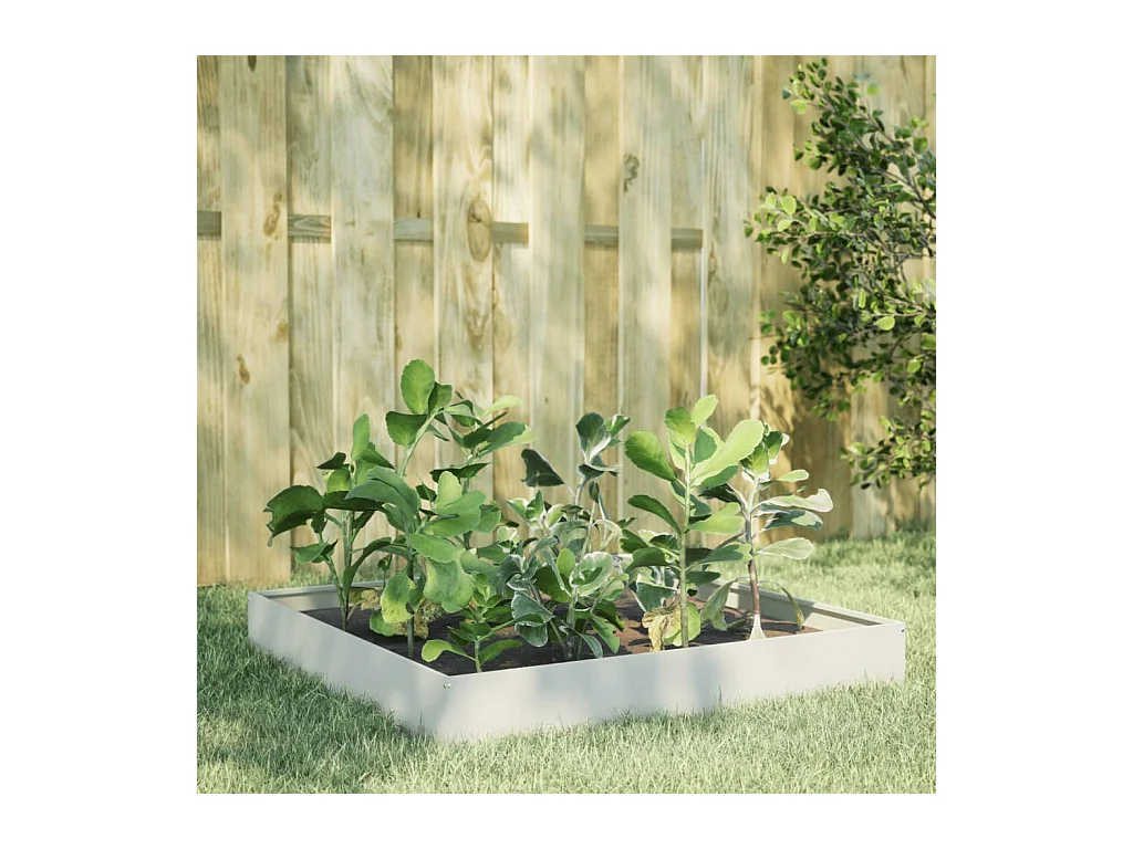 Lit surélevé de jardin blanc 100x100x26 cm acier