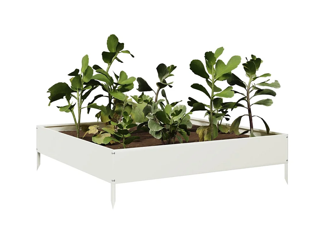 Lit surélevé de jardin blanc 100x100x26 cm acier