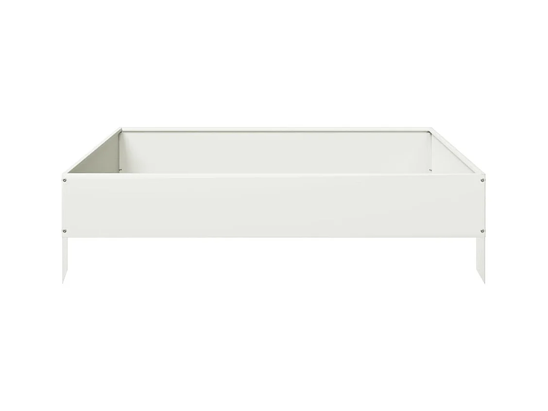 Lit surélevé de jardin blanc 100x100x26 cm acier