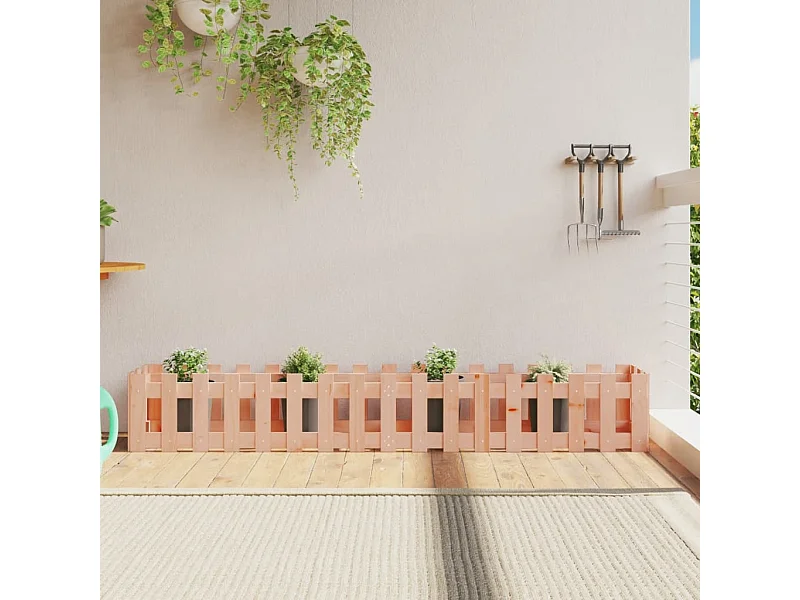 Aiuola rialzata di design con recinzione in legno massello di abete Douglas