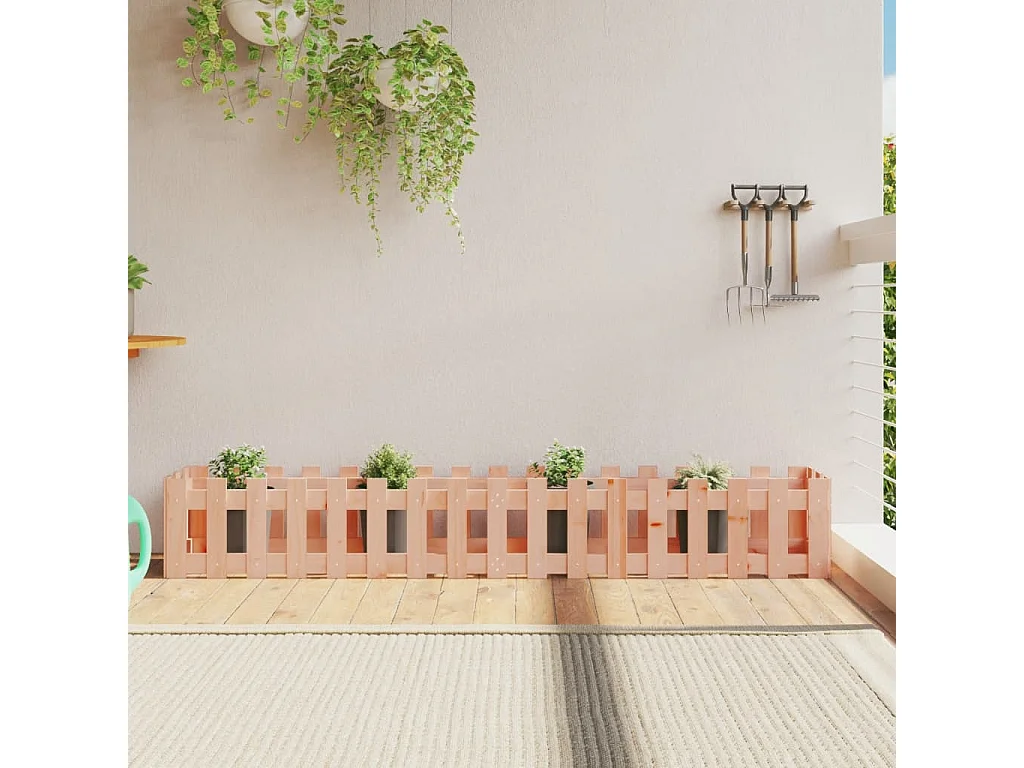 Aiuola rialzata di design con recinzione in legno massello di abete Douglas