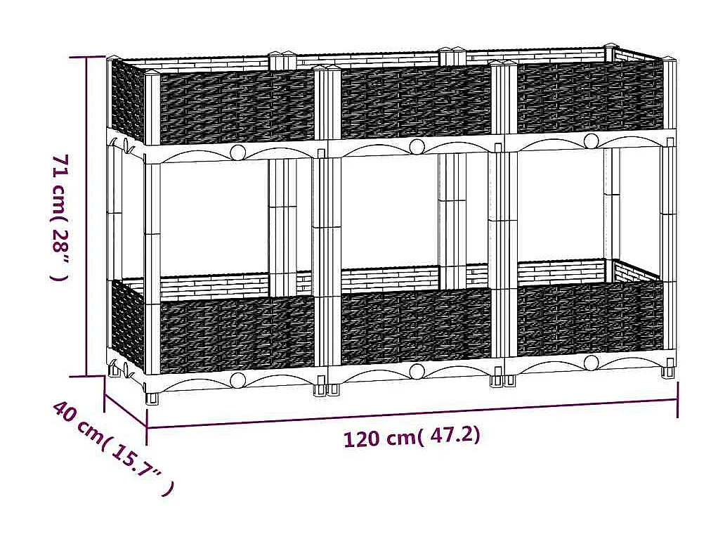 Lit surélevé 120x40x71 cm Polypropylène