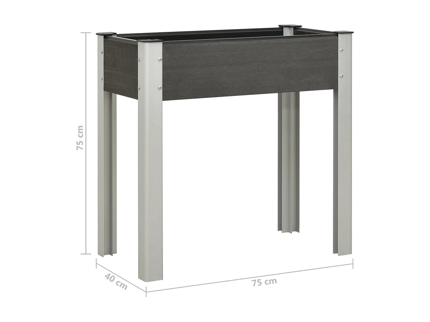 Verhoogd tuinbed 75x40x75 cm WPC Grijs