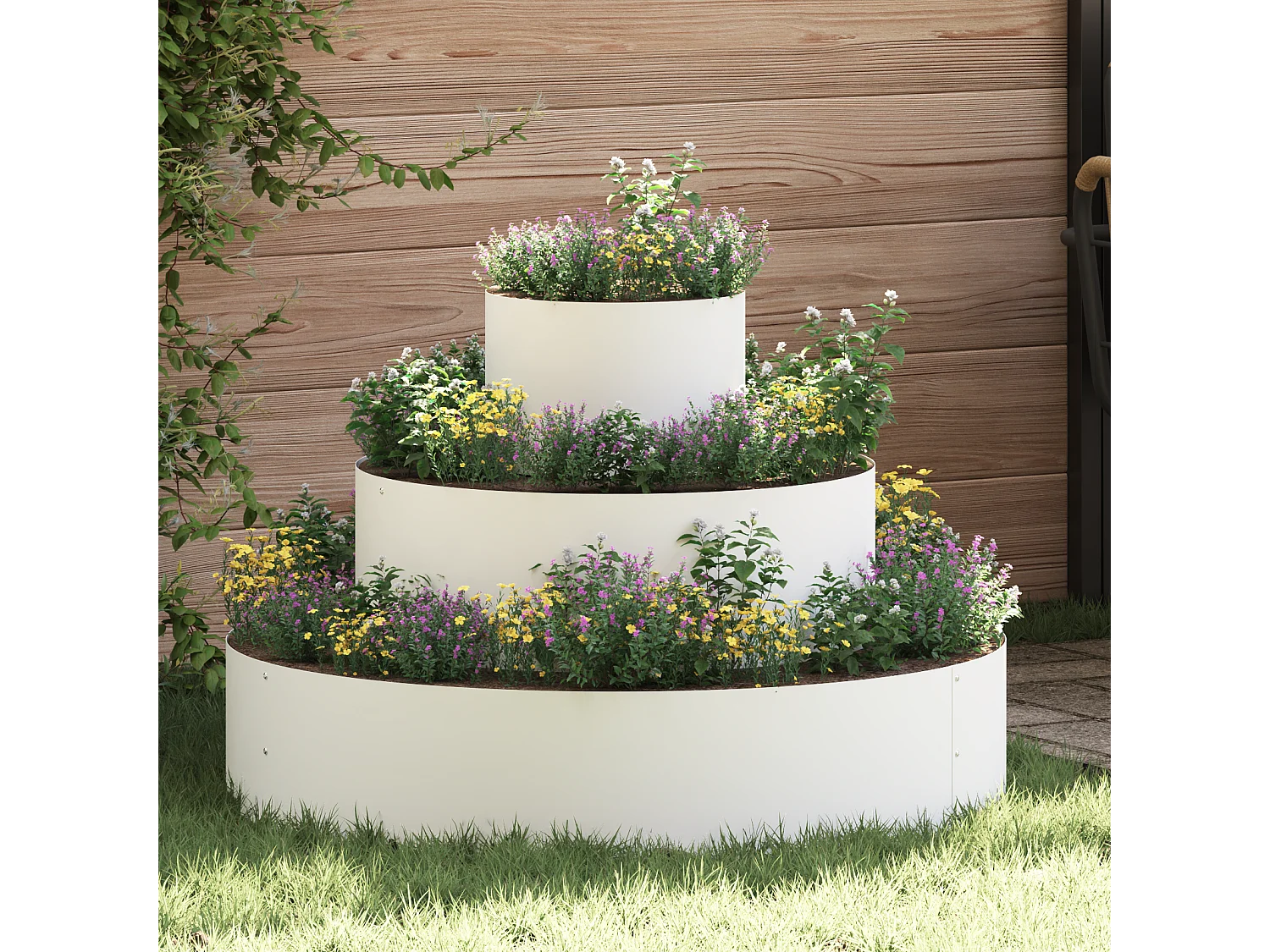 Grand pot en métal Acier/Blanc Acier revêtu de poudre Grand