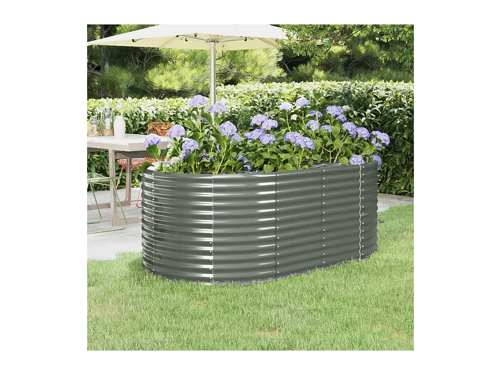Verhoogd tuinbed gepoedercoat staal 175x100x68cm grijs
