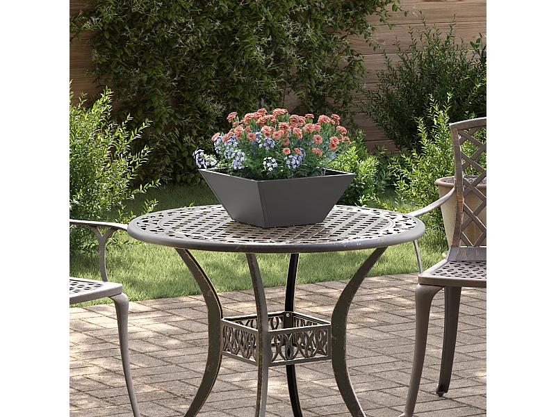 Zwarte metalen pot 35 x 35 x 15 cm Duurzaam vierkant modern