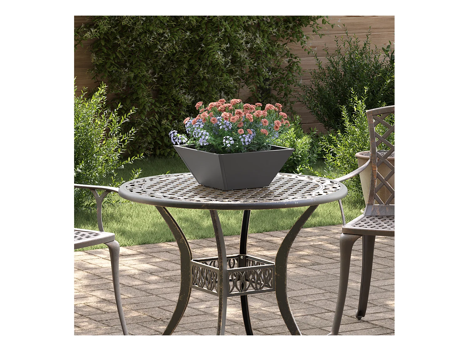 Pot en Métal Noir Métal 35 x 35 x 15 cm Durable Carré Moderne